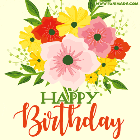 Flower Bouquet Happy Birthday Card (GIF)