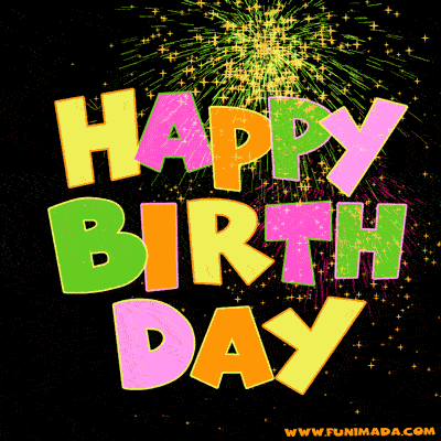 Best Colourful Happy Birthday Fireworks GIF animated image.