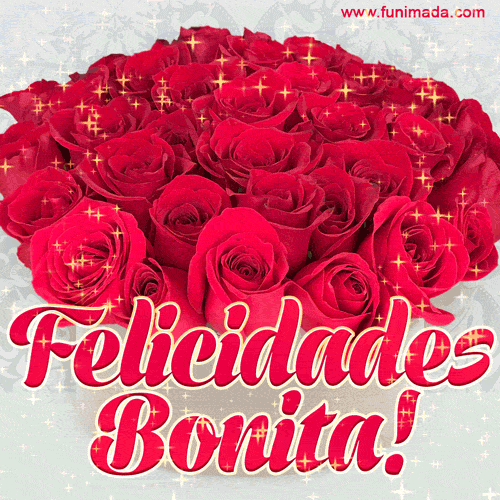 Felicidades Bonita - gif de rosas rojas