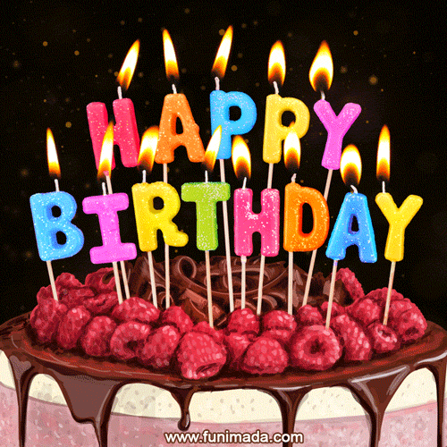 Fantastic raspberry birthday cake animated happy birthday greeting ecard —  Download on 