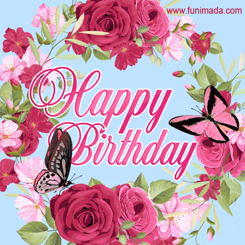 Happy Birthday Roses Animated Greeting Card — Download on 