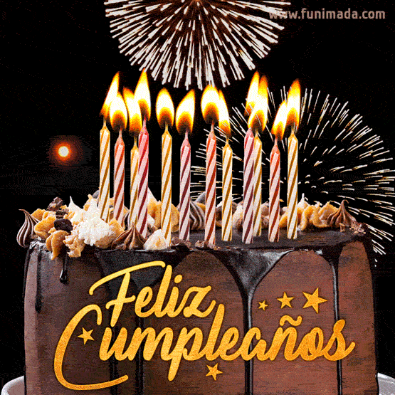 Redundante Buque de guerra longitud Hermoso pastel de chocolate feliz cumpleaños con velas gif — Descargar en  Funimada.com