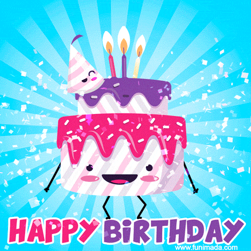Funny Animated Happy Birthday Cake GIF Image