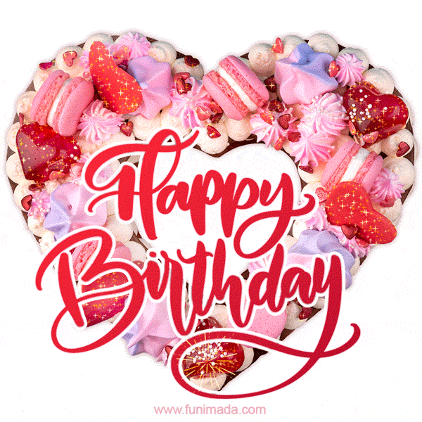 Sweetie Birthday Heart Shaped Cake Animated Glitter GIF — Download on  