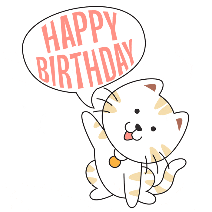 Cute cat happy birthday card for kids — Download on 