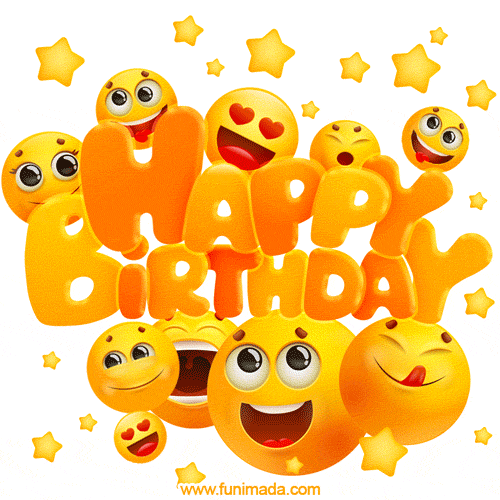 Cute happy birthday smiley animated image (GIF) — Download on 