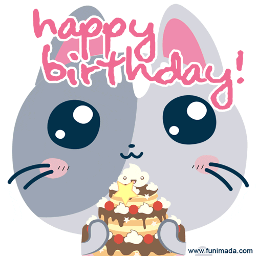 Cute cat happy birthday animated image — Download on 