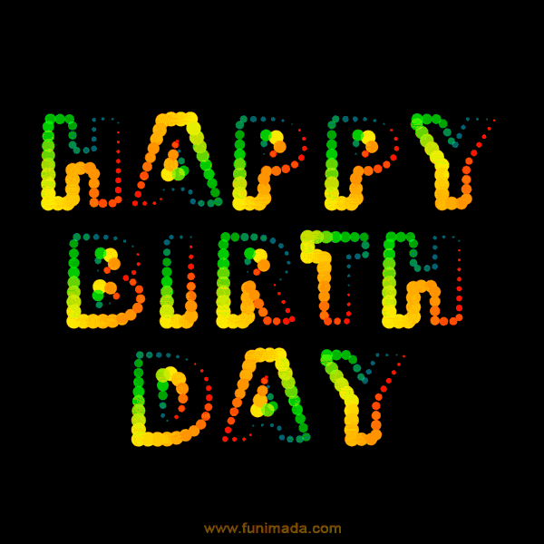 Cool Colorful Happy Birthday Animated Text Greeting Card