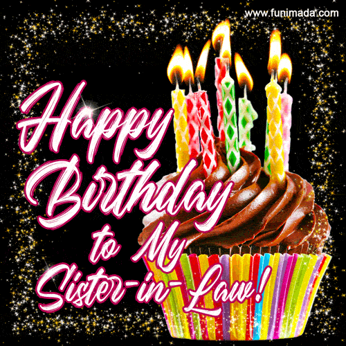 Yummy cupcake and candles happy birthday sister-in-law gif — Download on  