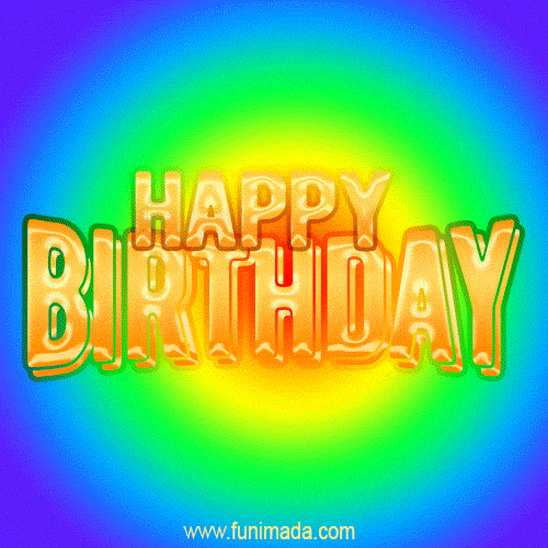 Super colorful concentric animated rainbow happy birthday GIF