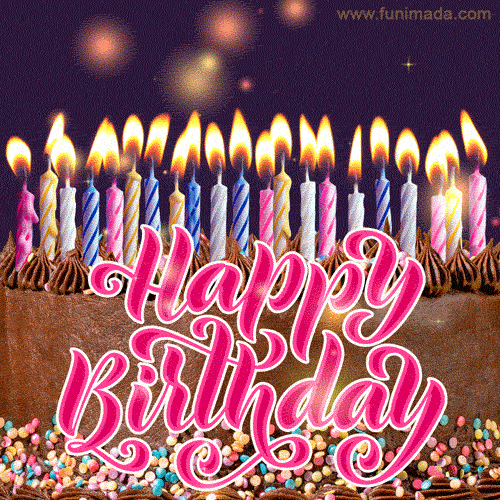 Happy Birthday! Birthday party chocolate cake gif. — Download on  