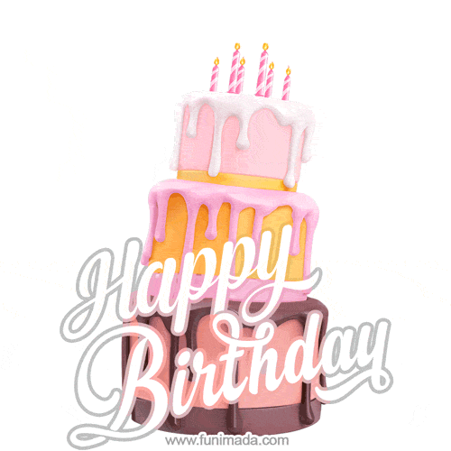 Animated Happy birthday cake and text GIF