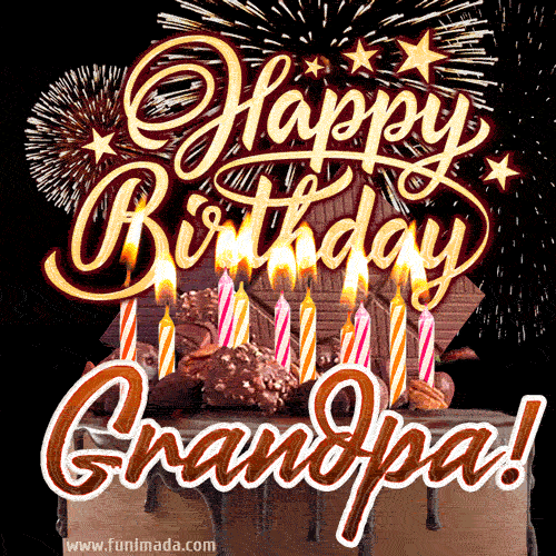 Happy birthday chocolate cake with candles gif image for grandpa