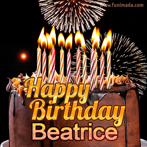 Chocolate Happy Birthday Cake for Beatrice (GIF)