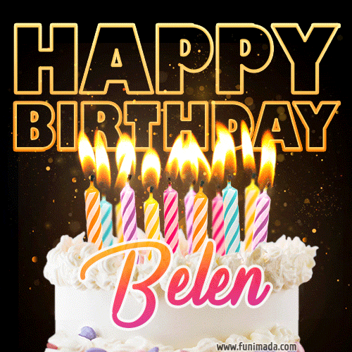 Belen - Animated Happy Birthday Cake GIF Image for WhatsApp