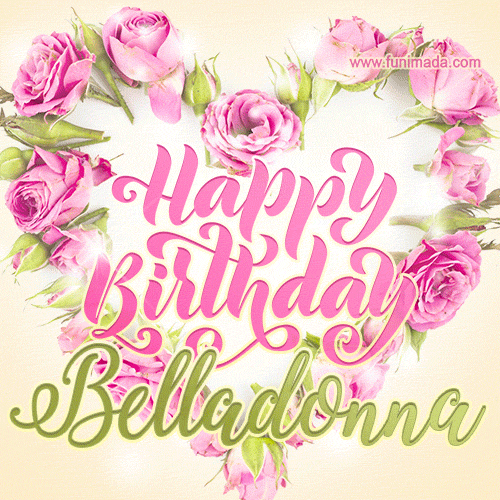 Pink rose heart shaped bouquet - Happy Birthday Card for Belladonna