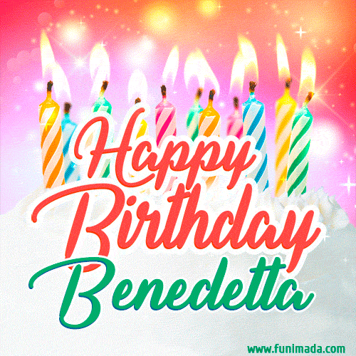 Happy Birthday GIF for Benedetta with Birthday Cake and Lit Candles