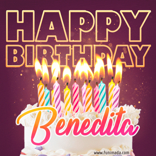 Benedita - Animated Happy Birthday Cake GIF Image for WhatsApp