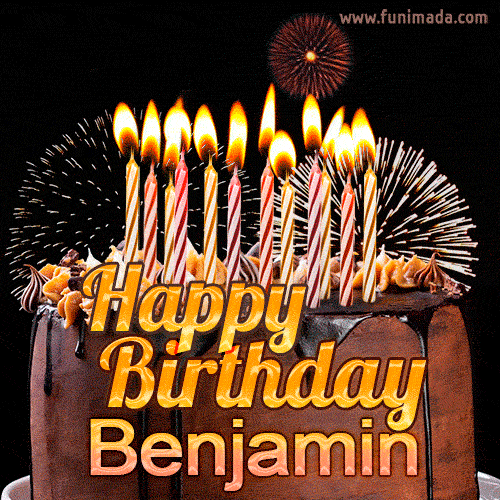 Chocolate Happy Birthday Cake for Benjamin (GIF)