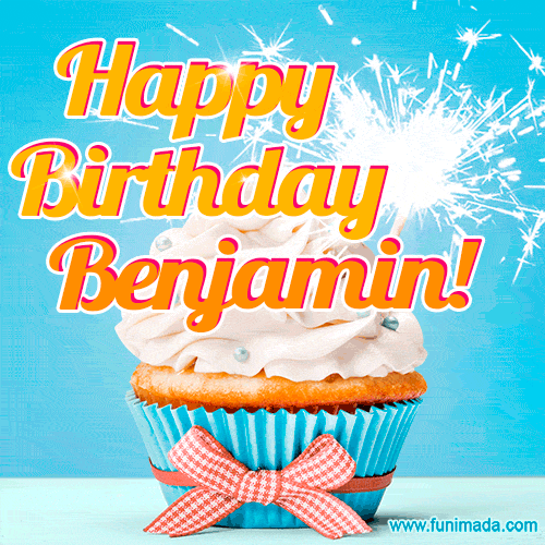 Happy Birthday, Benjamin! Elegant cupcake with a sparkler.
