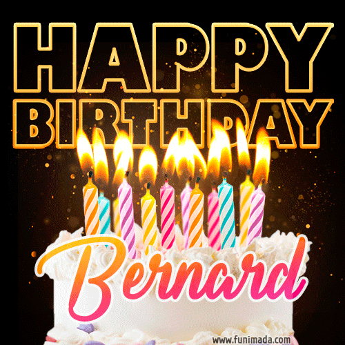 Bernard - Animated Happy Birthday Cake GIF for WhatsApp