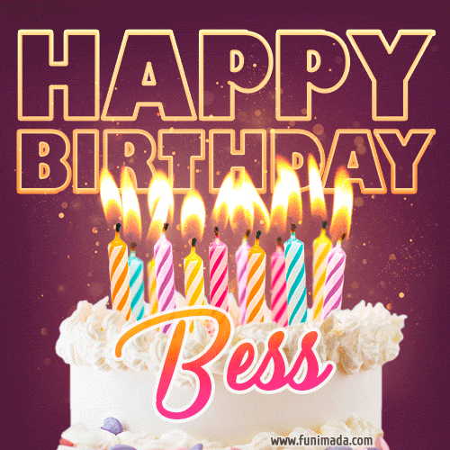 Bess - Animated Happy Birthday Cake GIF Image for WhatsApp