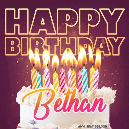 Bethan - Animated Happy Birthday Cake GIF Image for WhatsApp