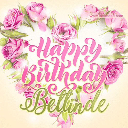 Pink rose heart shaped bouquet - Happy Birthday Card for Betlinde