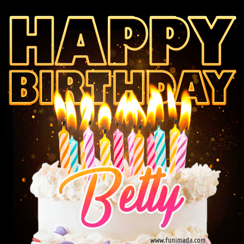 Betty - Animated Happy Birthday Cake GIF Image for WhatsApp