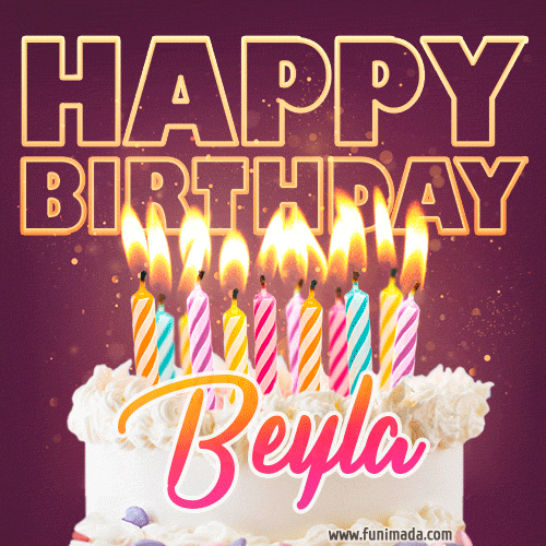 Beyla - Animated Happy Birthday Cake GIF Image for WhatsApp