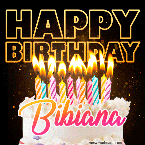 Bibiana - Animated Happy Birthday Cake GIF Image for WhatsApp