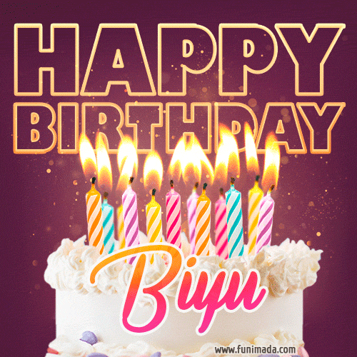 Biyu - Animated Happy Birthday Cake GIF Image for WhatsApp
