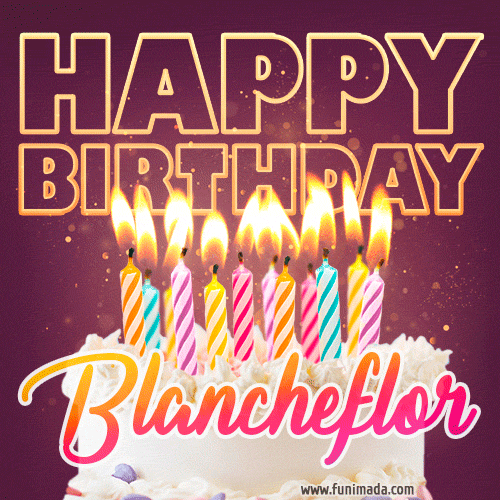 Blancheflor - Animated Happy Birthday Cake GIF Image for WhatsApp