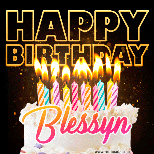 Blessyn - Animated Happy Birthday Cake GIF Image for WhatsApp