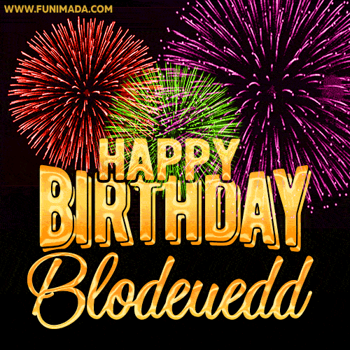 Wishing You A Happy Birthday, Blodeuedd! Best fireworks GIF animated greeting card.