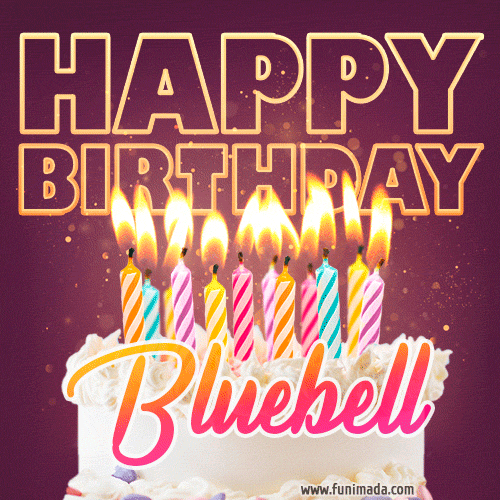 Bluebell - Animated Happy Birthday Cake GIF Image for WhatsApp