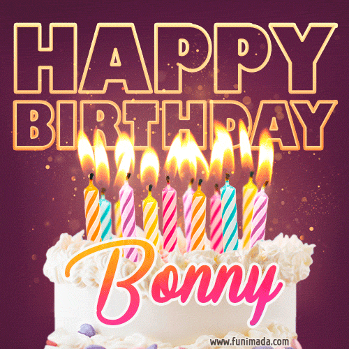 Bonny - Animated Happy Birthday Cake GIF Image for WhatsApp