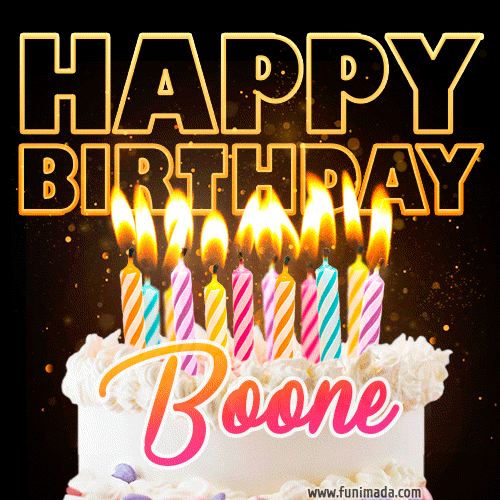 Boone - Animated Happy Birthday Cake GIF for WhatsApp