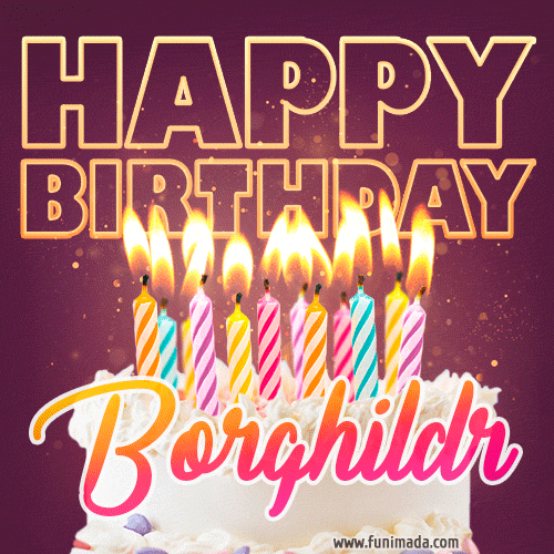 Borghildr - Animated Happy Birthday Cake GIF Image for WhatsApp