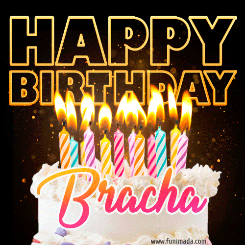 Bracha - Animated Happy Birthday Cake GIF Image for WhatsApp