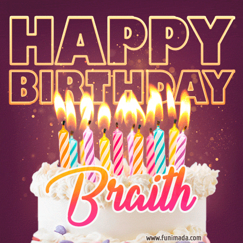 Braith - Animated Happy Birthday Cake GIF Image for WhatsApp