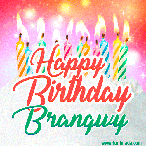 Happy Birthday GIF for Brangwy with Birthday Cake and Lit Candles