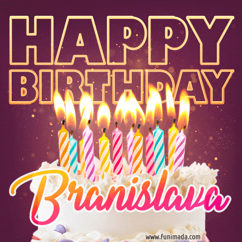 Branislava - Animated Happy Birthday Cake GIF Image for WhatsApp
