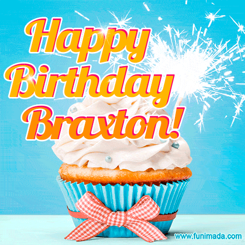 Happy Birthday, Braxton! Elegant cupcake with a sparkler.