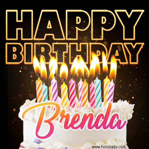 Brenda - Animated Happy Birthday Cake GIF Image for WhatsApp