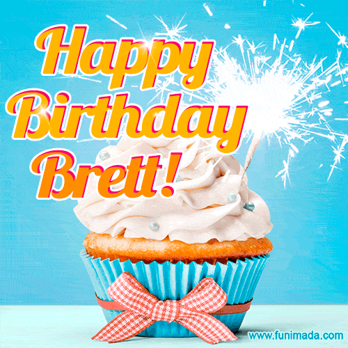 Happy Birthday, Brett! Elegant cupcake with a sparkler.