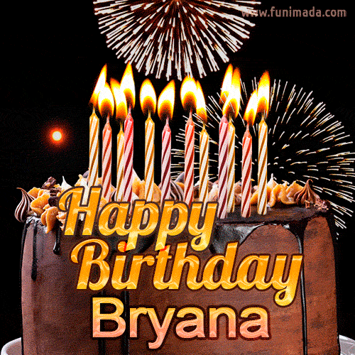 Chocolate Happy Birthday Cake for Bryana (GIF)