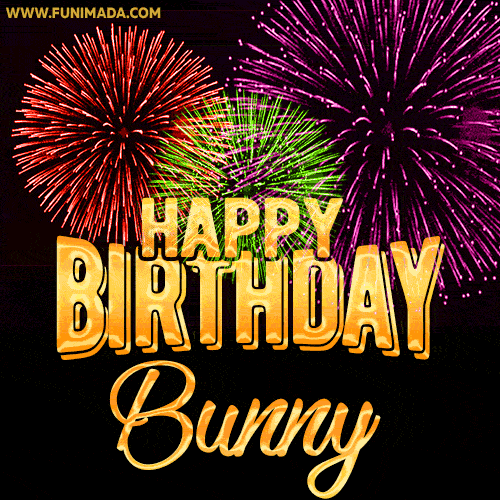 Wishing You A Happy Birthday, Bunny! Best fireworks GIF animated greeting card.