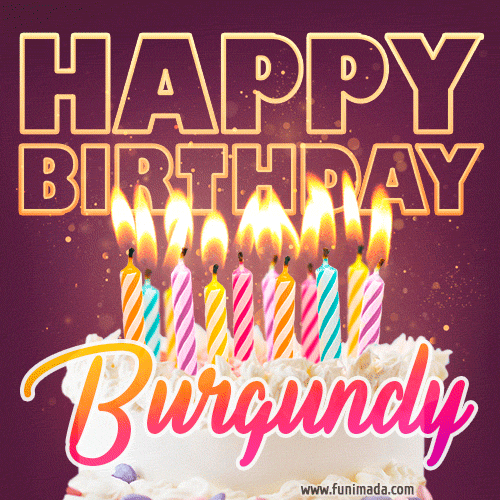 Burgundy - Animated Happy Birthday Cake GIF Image for WhatsApp