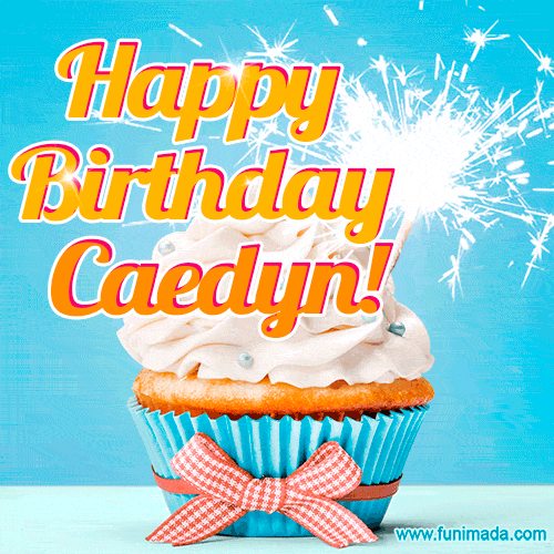 Happy Birthday, Caedyn! Elegant cupcake with a sparkler.